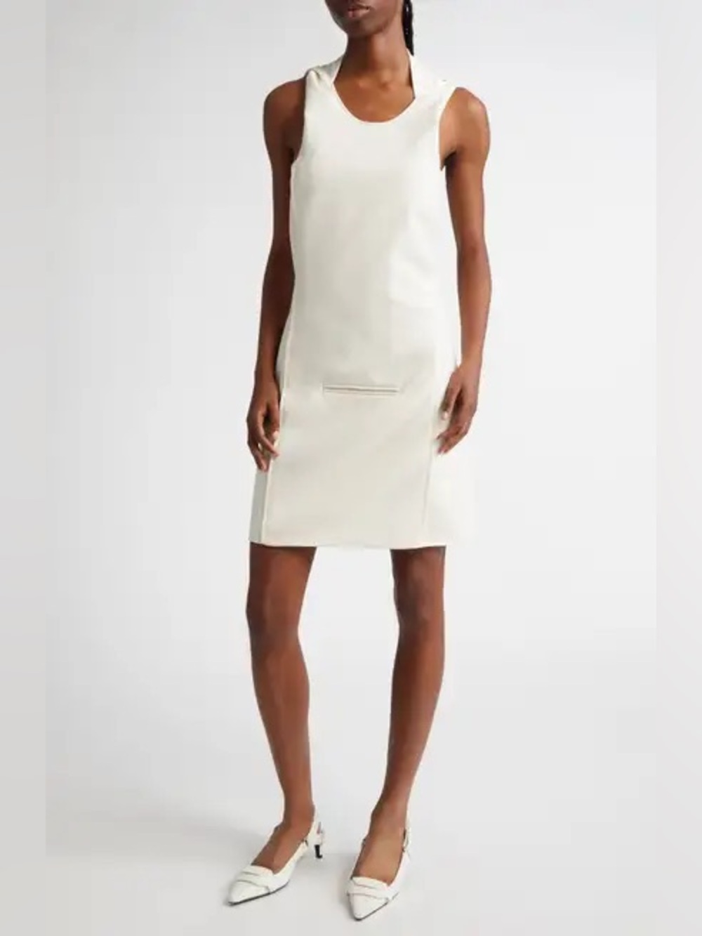 NWT Courrèges Runway Oblique Space Mini Hooded Dress Natural $1,780 EU 36 US 4